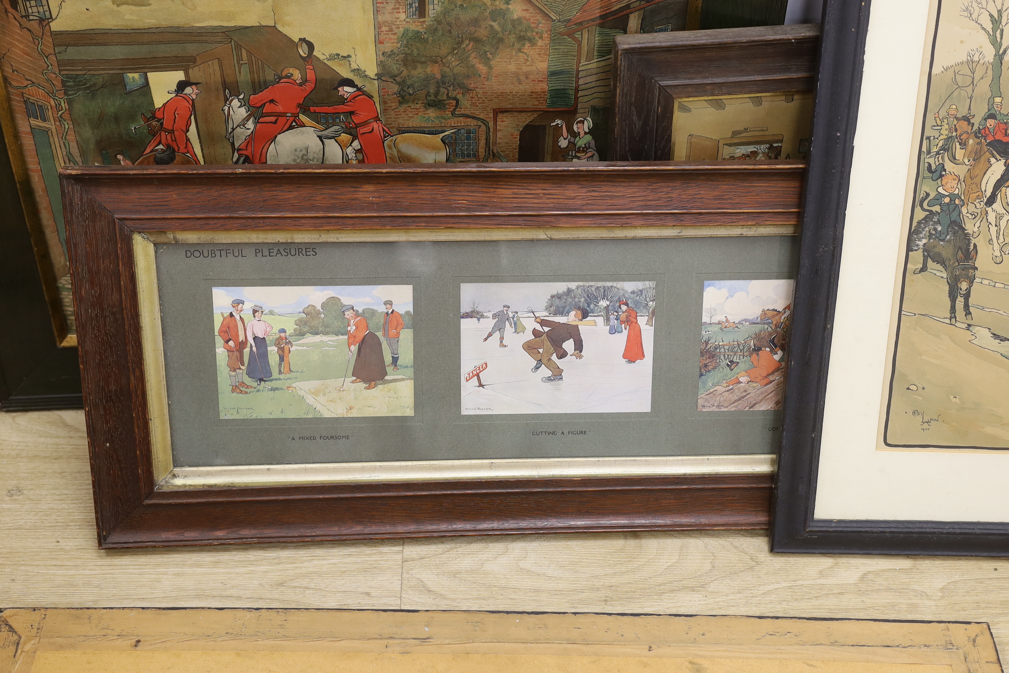 After Cecil Aldin (1870-1935) and Victor Venner (1869-1913), group of seven various colour prints including hunting scenes, largest 62cm x 39cm